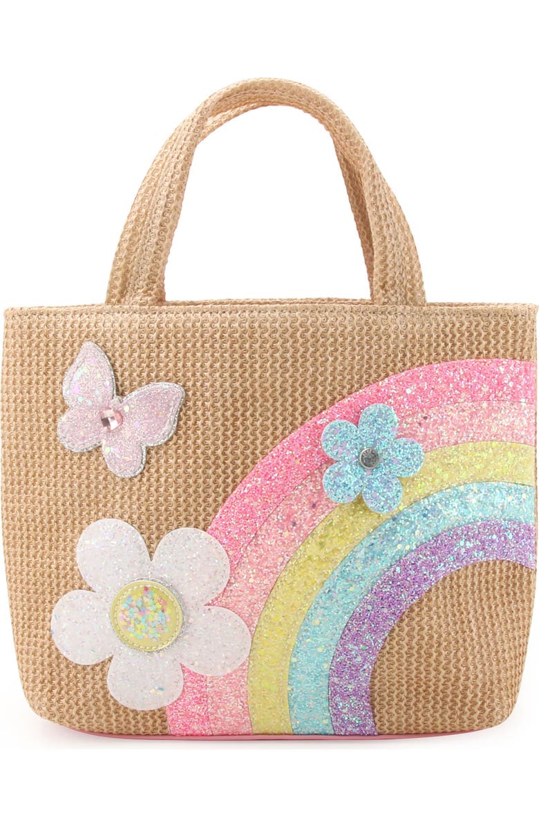OMG Accessories Kids' Daisy Straw Tote Bag, Main, color,