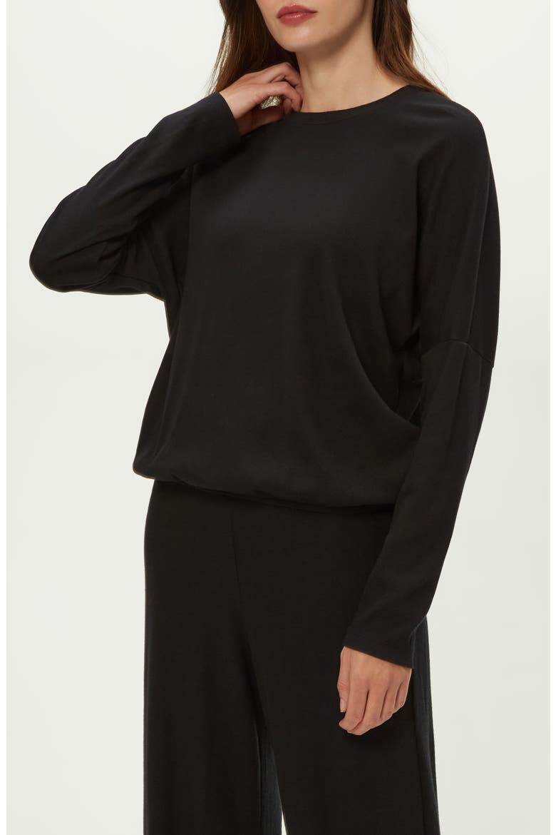 Kaley Long Sleeve Cotton & Modal T-Shirt, Alternate, color, BLACK