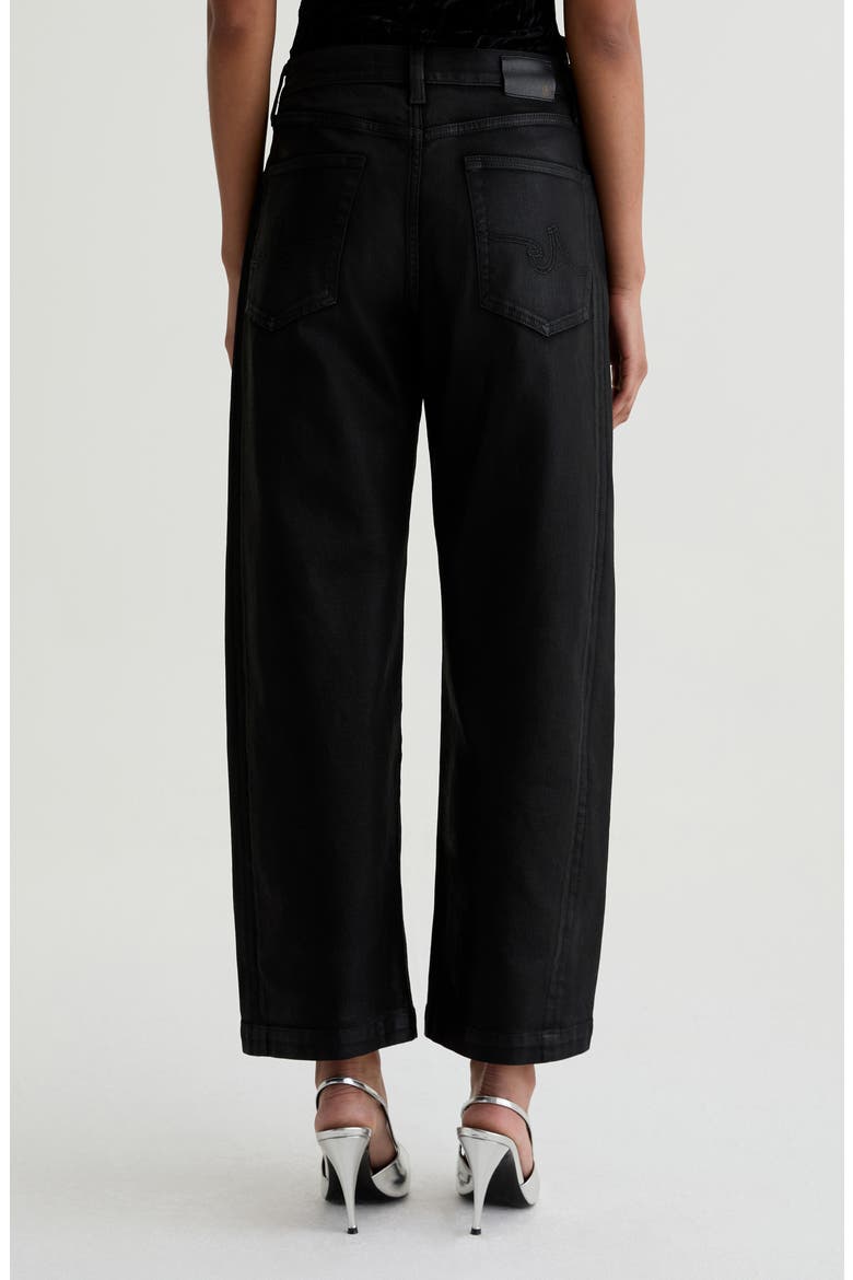 Hattie Coated High Waist Ankle Barrel Jeans, Alternate, color, BLACK
