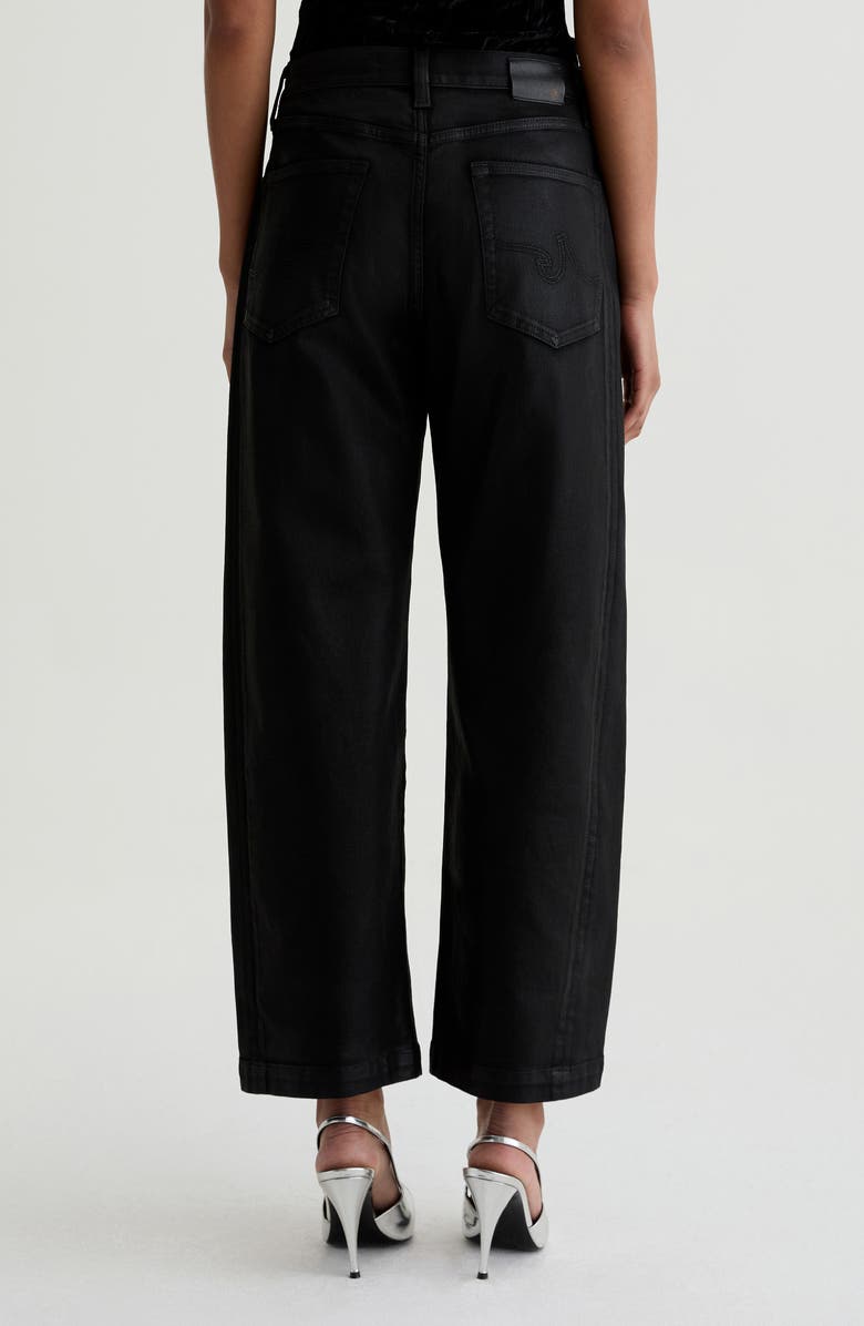 AG Hattie Coated High Waist Ankle Barrel Jeans, Alternate, color, Black