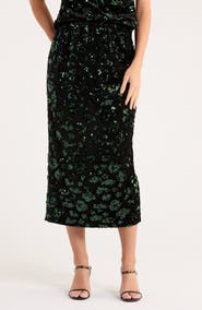T Tahari Sequin Pull-On Midi Skirt