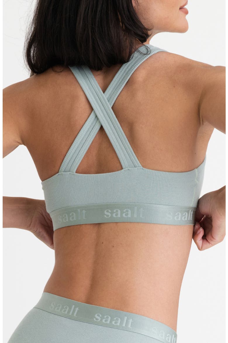 Square Neck Rib Cotton Blend Bralette, Alternate, color, SEA GLASS