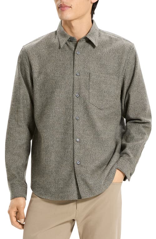 Theory Weekend Brushed Cotton Twill Button-up Shirt In Gray