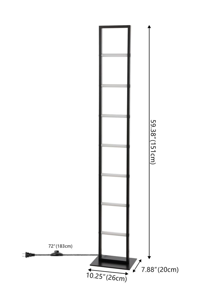 Ivan 59.3" Minimalist Modern Iron Ladder Dimmable Integrated LED Floor Lamp, Black, Alternate, color, Black