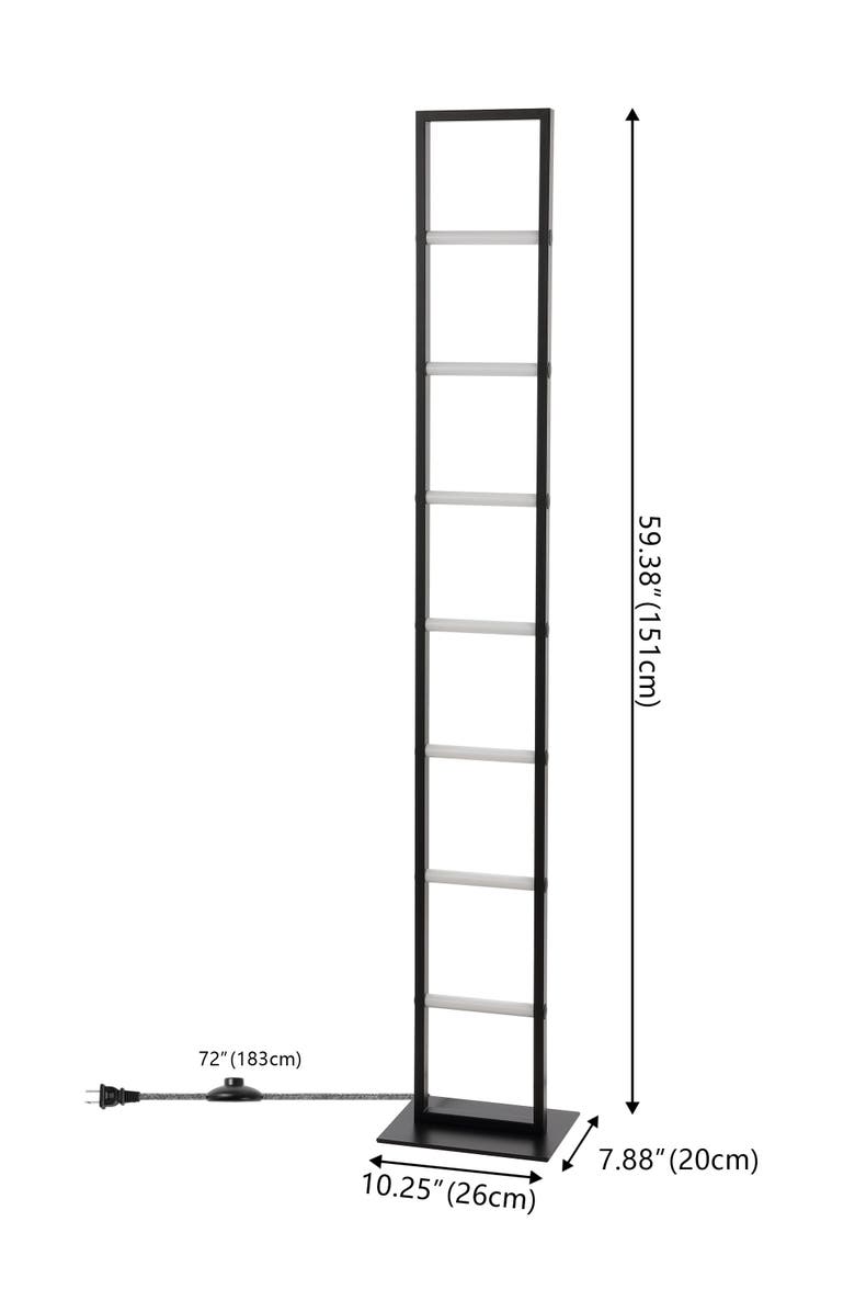 JONATHAN Y Ivan 59.3" Minimalist Modern Iron Ladder Dimmable Integrated LED Floor Lamp, Black, Alternate, color, Black