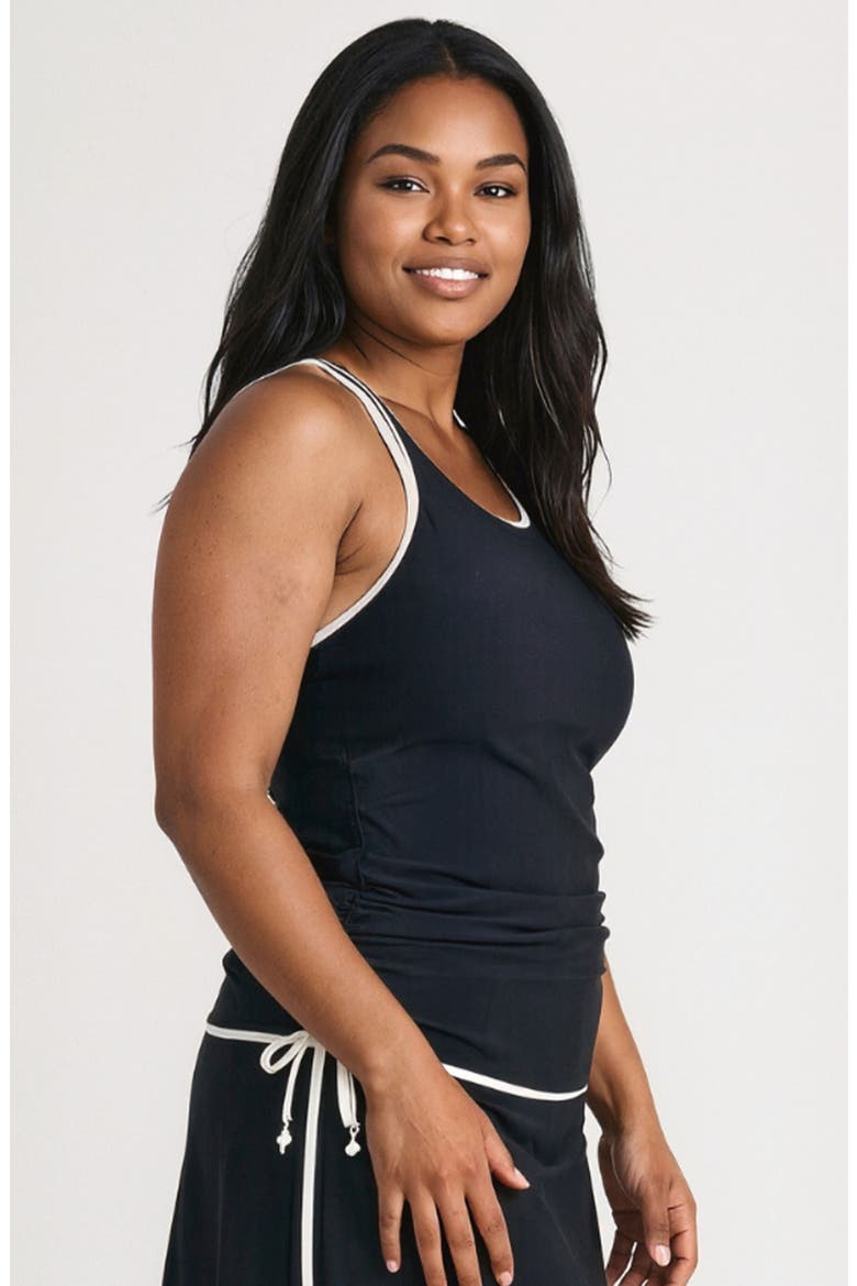Plus Size Maya Tankini Swim Top With Removable Cups Two-Toned Collection, Alternate, color, Black & White
