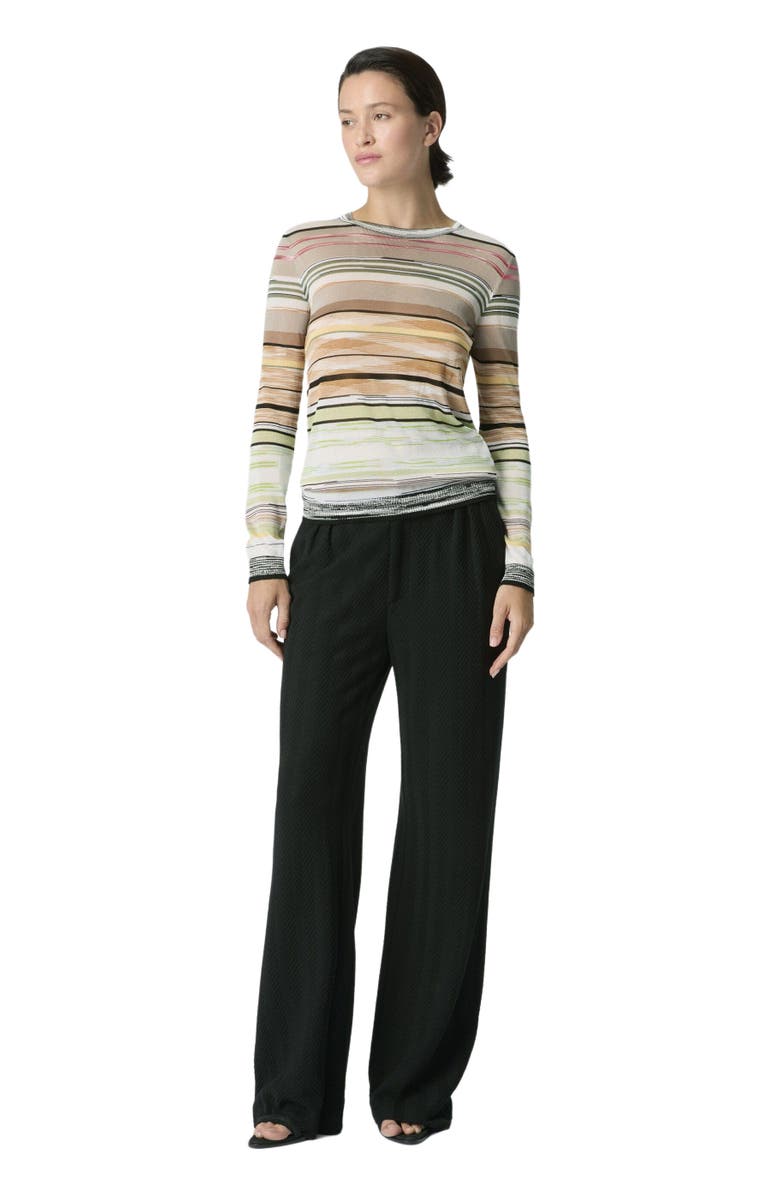 Missoni Striped Flame Viscose Crewneck Sweater, Main, color, Green& Brown