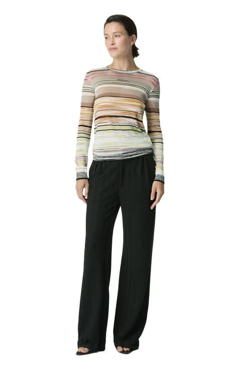Striped Flame Viscose Crewneck Sweater