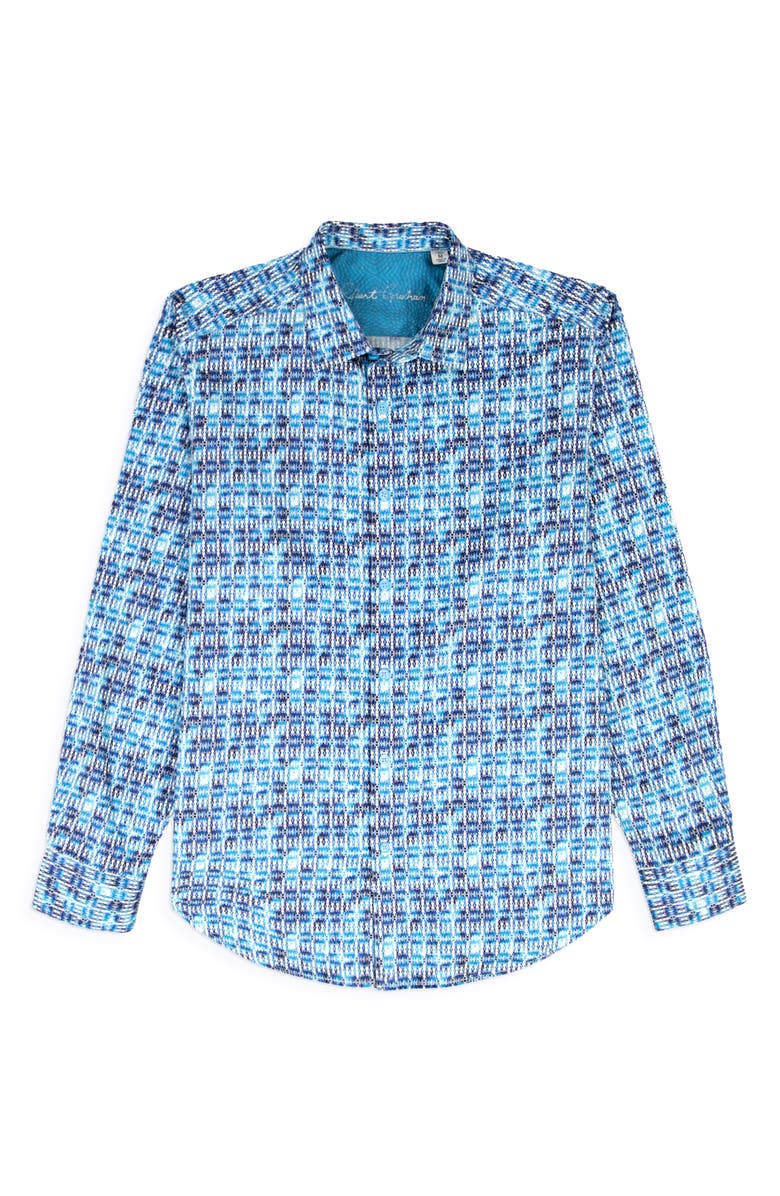 Robert Graham Westmoreland Cotton Button-Up Shirt, Alternate, color, Blue