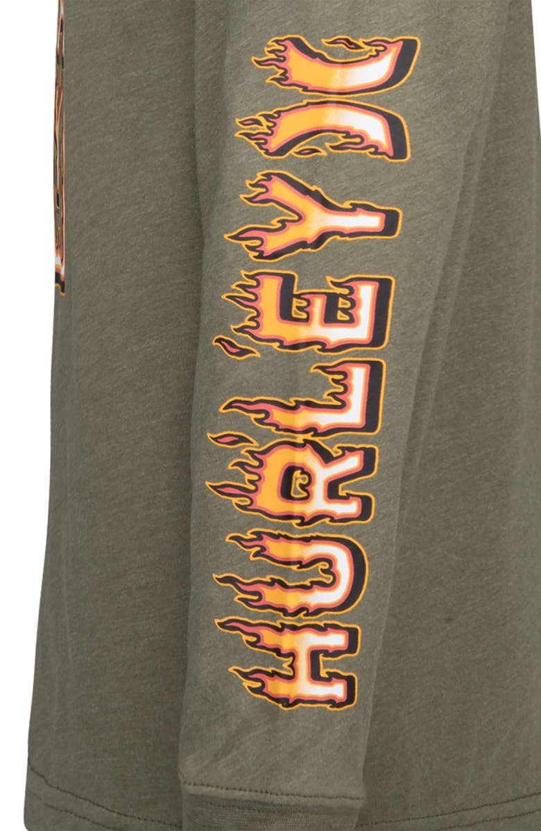 Hurley Kids' Flame Stack Graphic Long Sleeve Graphic T-Shirt, Alternate, color, Charcoal Heather