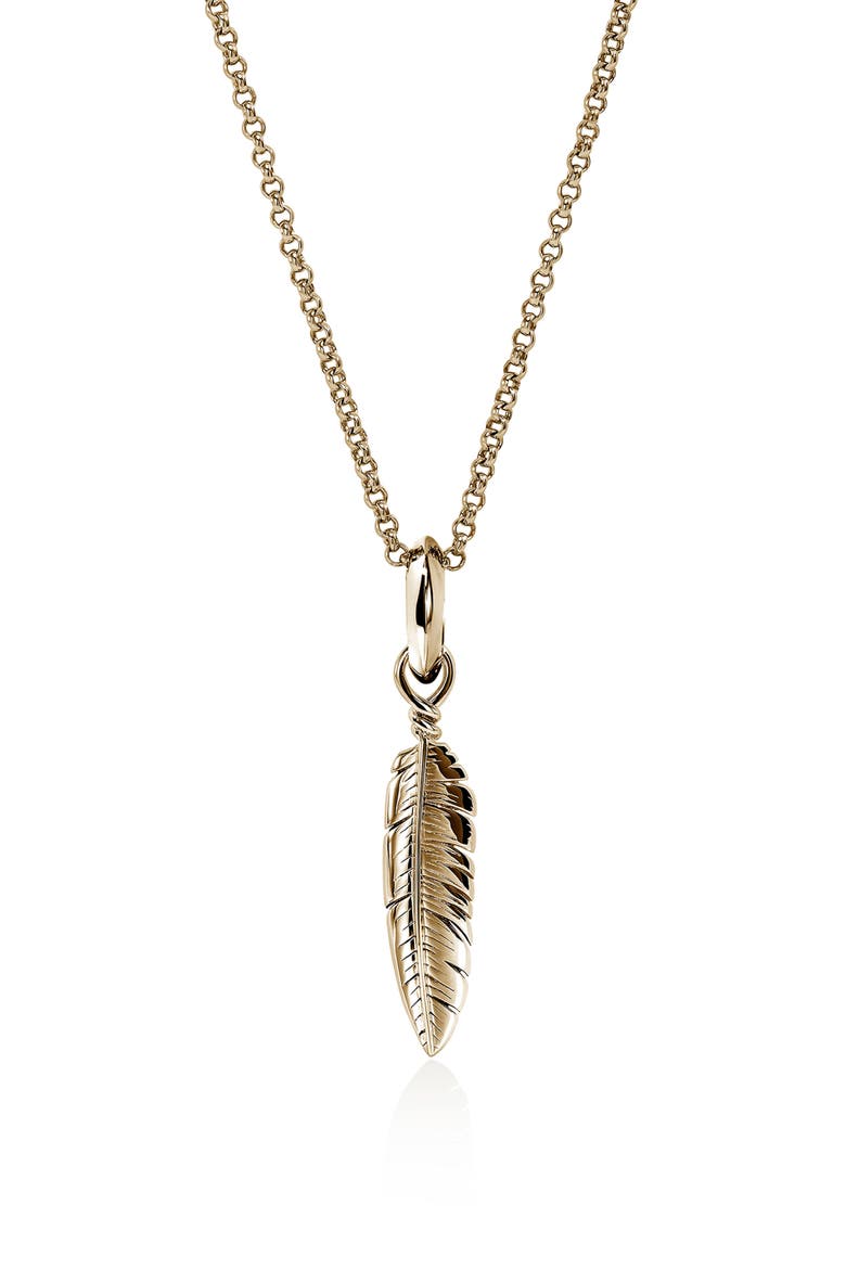 Modern Talismans 14k Gold Diamond Feather Talisman Necklace, Alternate, color, GOLD