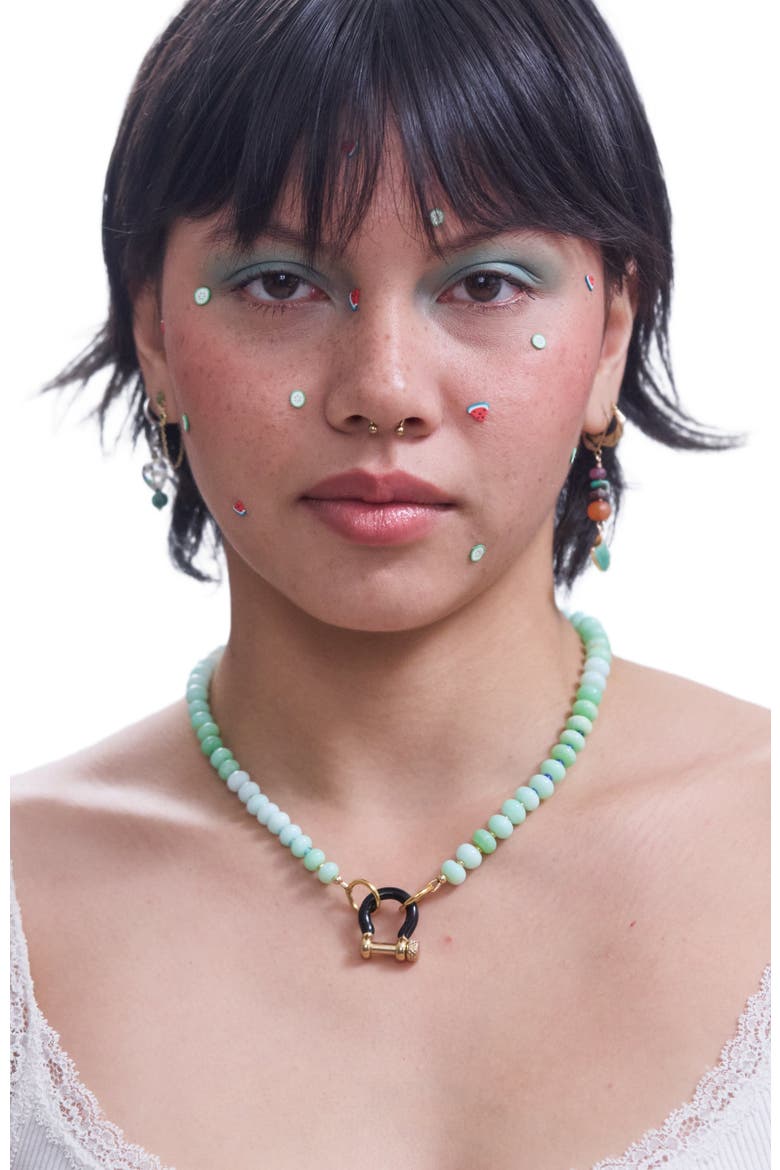 Cass Blue Green Opal Gold Plated Necklace, Alternate, color, Blue-Green