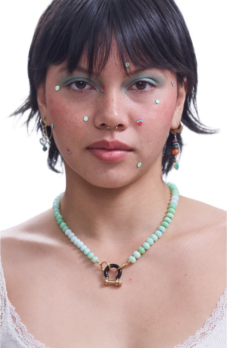 SHOP SPICY DAN Cass Blue Green Opal Gold Plated Necklace, Alternate, color, Blue-Green