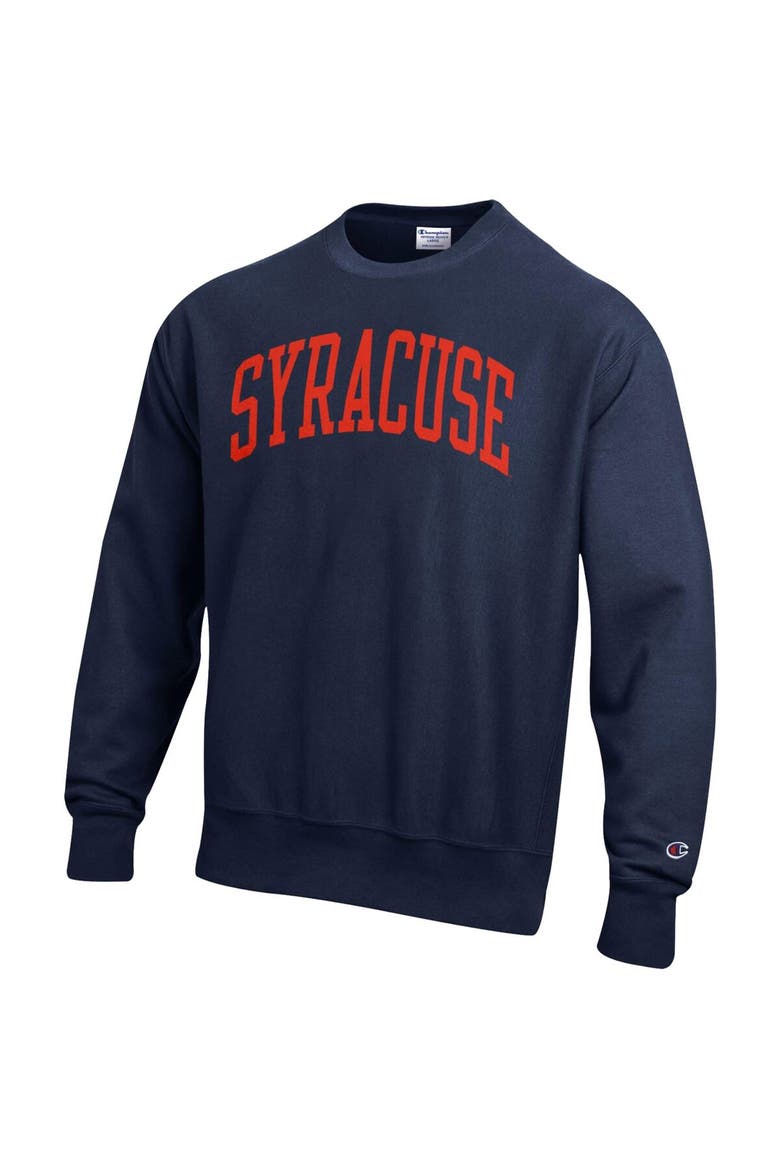 Men's Champion Navy Syracuse Orange Arch Reverse Weave Pullover Sweatshirt, Alternate, color, Navy