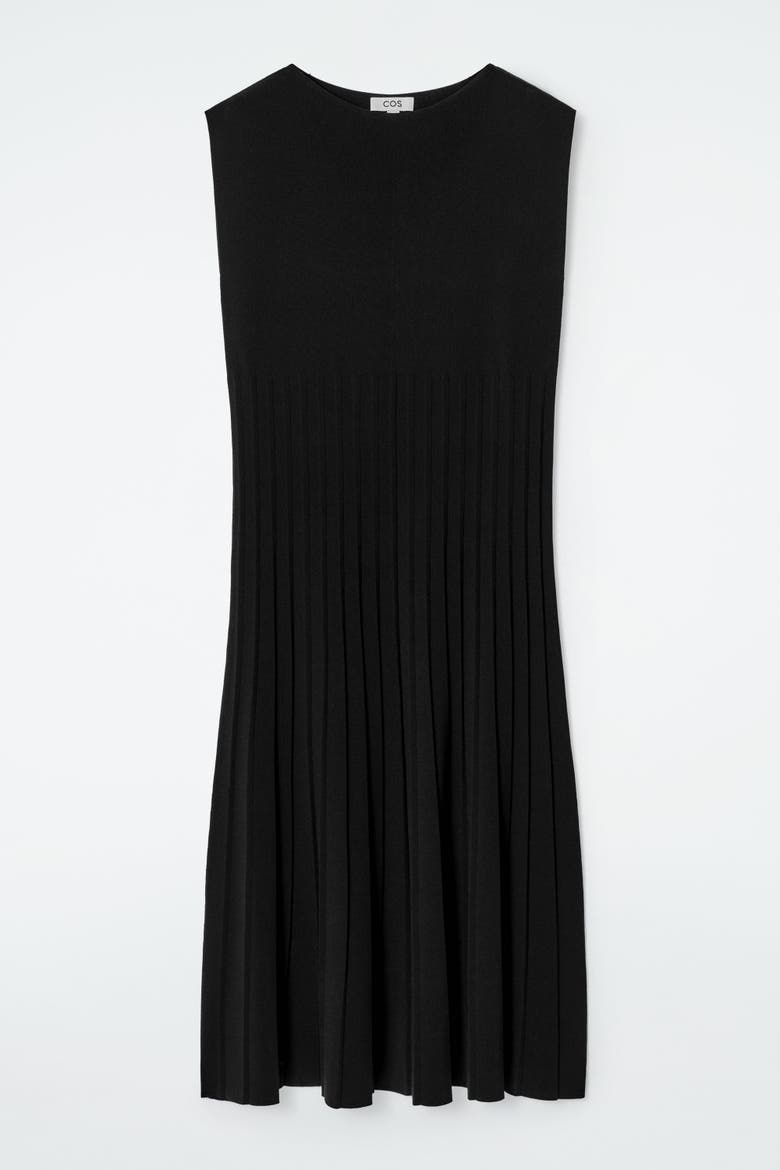 Knitted Pleated Maxi Dress, Alternate, color, BLACK