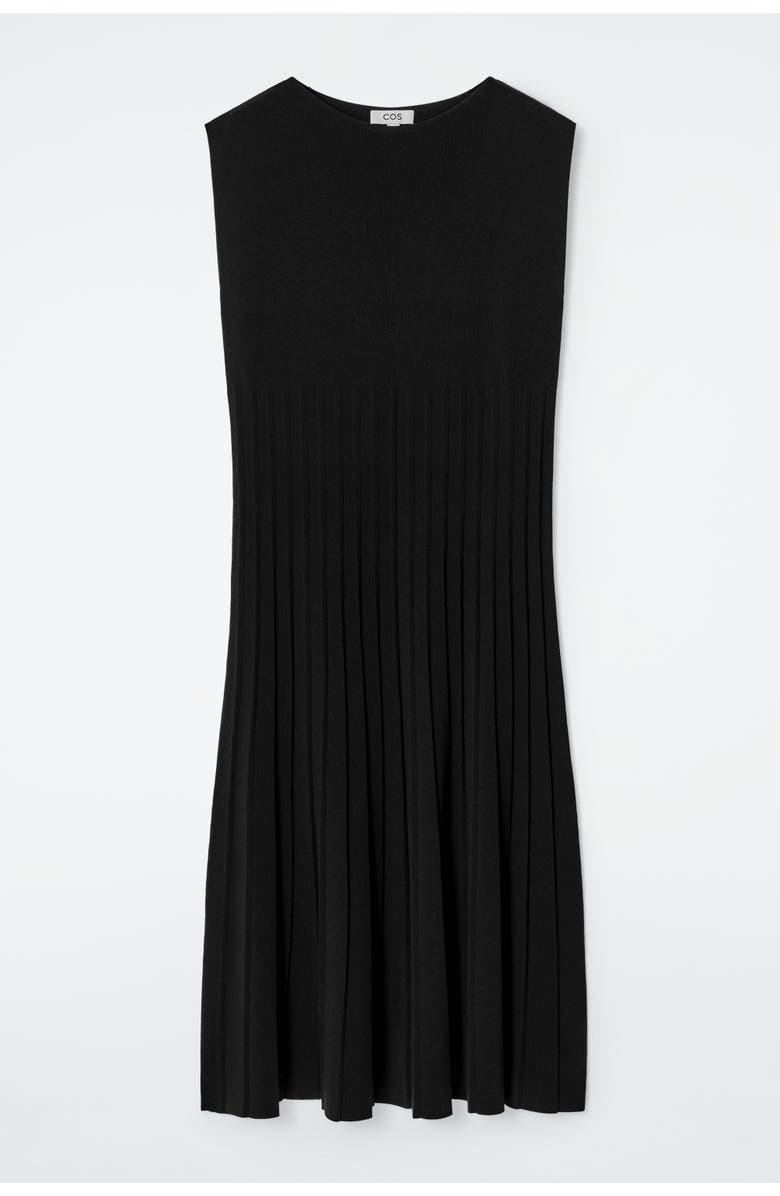 COS Knitted Pleated Maxi Dress, Alternate, color, Black