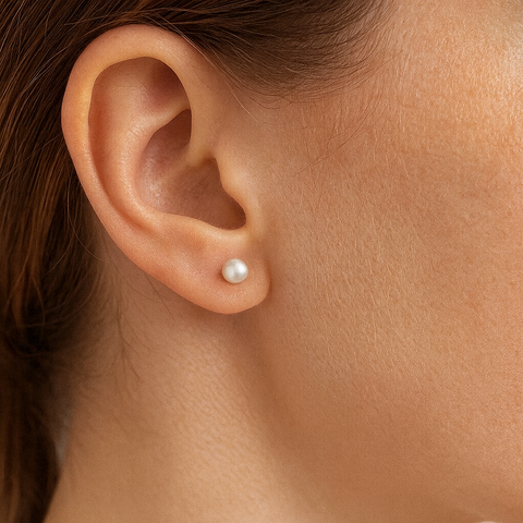 14K Yellow Gold Small Pearl Earrings