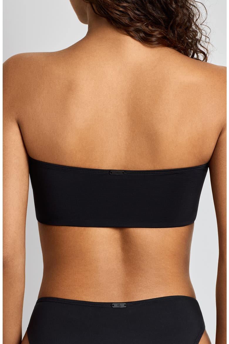 Longline Bandeau Bikini Top, Alternate, color, BLACK