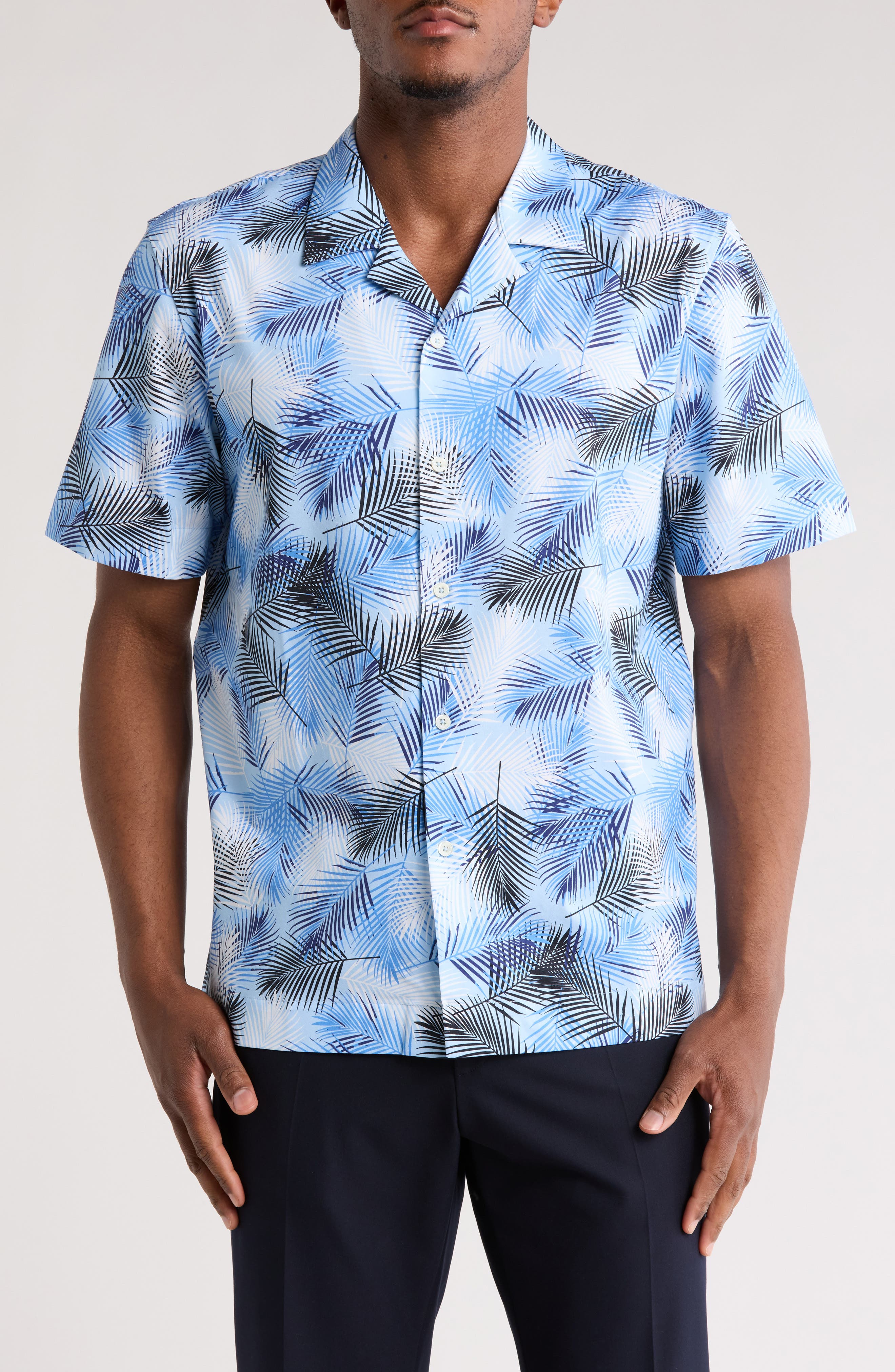 Bugatchi Leaf Print Camp Shirt