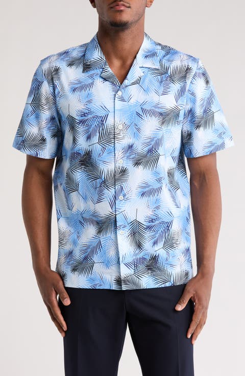 Leaf Print Camp Shirt
