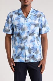Bugatchi Leaf Print Camp Shirt