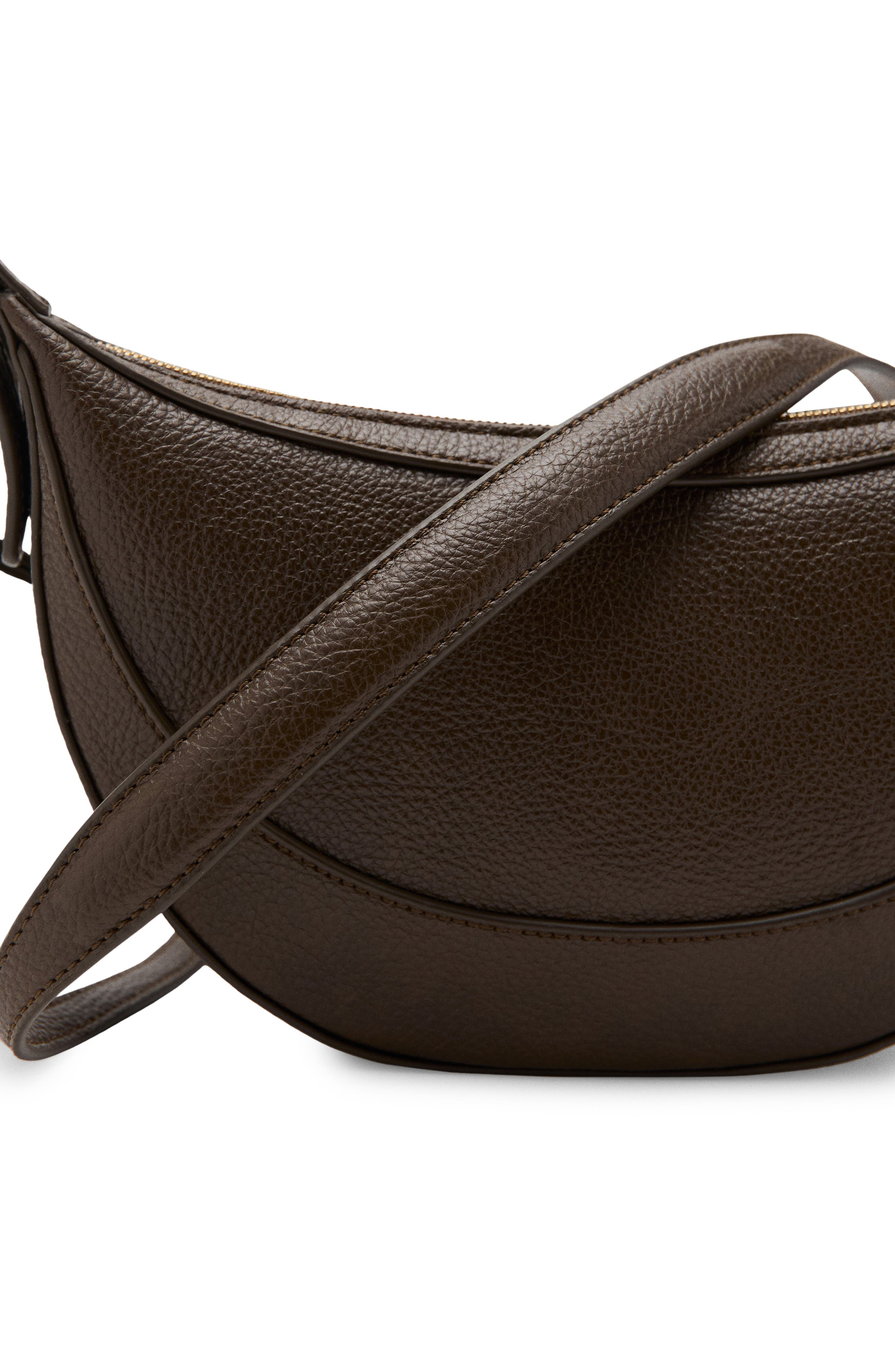 MANGO Oval Faux Leather Shoulder Bag, Alternate, color, Khaki