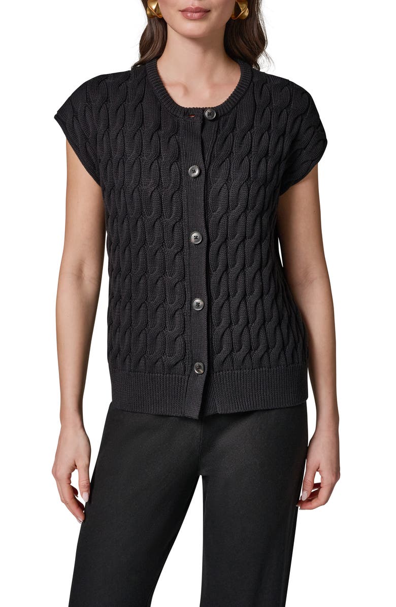 Donna Karan New York Extended Shoulder Cable Cardigan, Main, color,