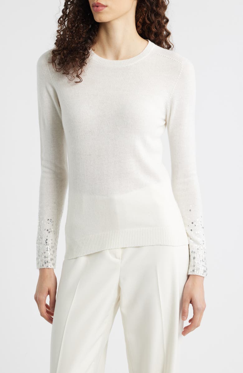 KOBI HALPERIN Lainey Sequin Cuff Sweater, Main, color, Ivory