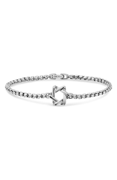 Star of David Station Bracelet in Sterling Silver, 3.6mm
