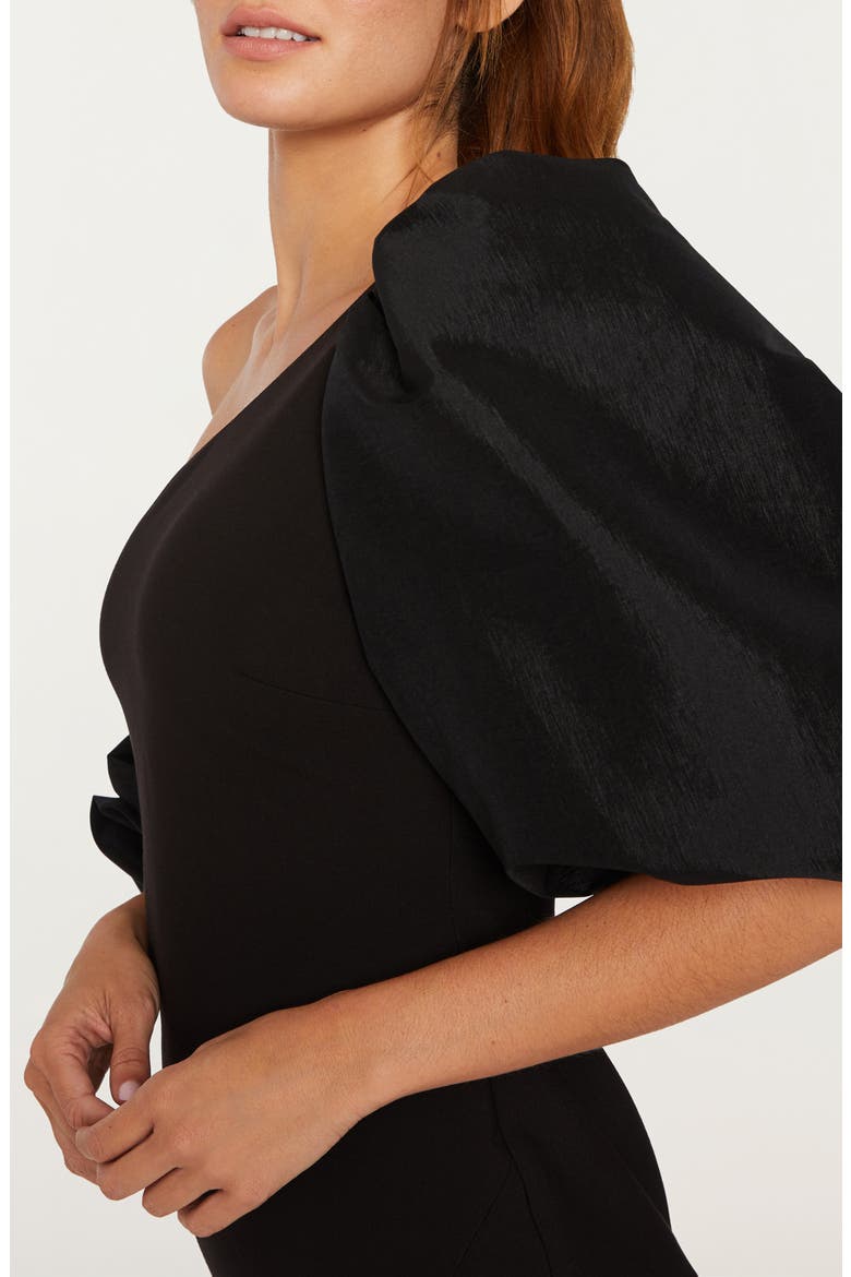 Natasha One-Shoulder Minidress, Alternate, color, BLACK