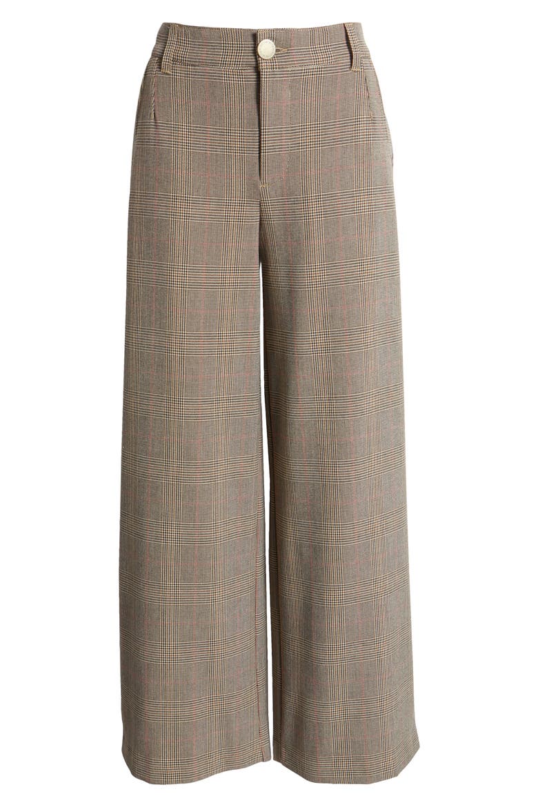 Whitney Skyrise Glen Plaid Pleated Wide Leg Trousers, Alternate, color, TAUPE MULTI