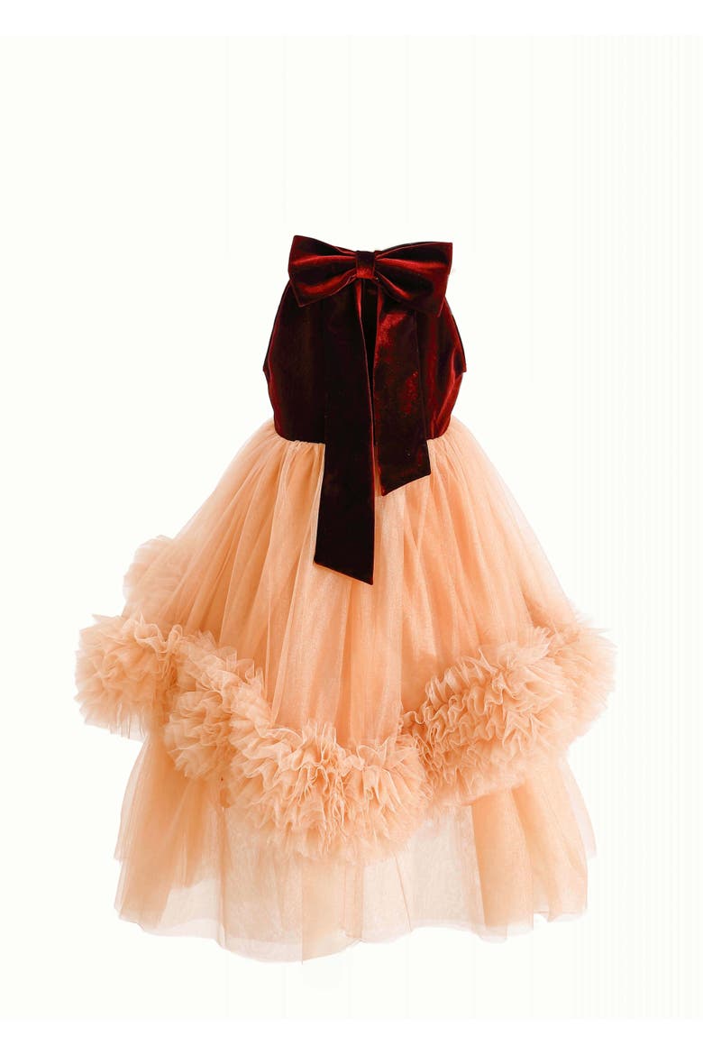 Tulle Pom-Pom Dress, Alternate, color, Red