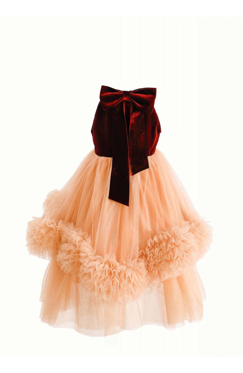 Tulleen Tulle Pom-Pom Dress, Alternate, color, Red