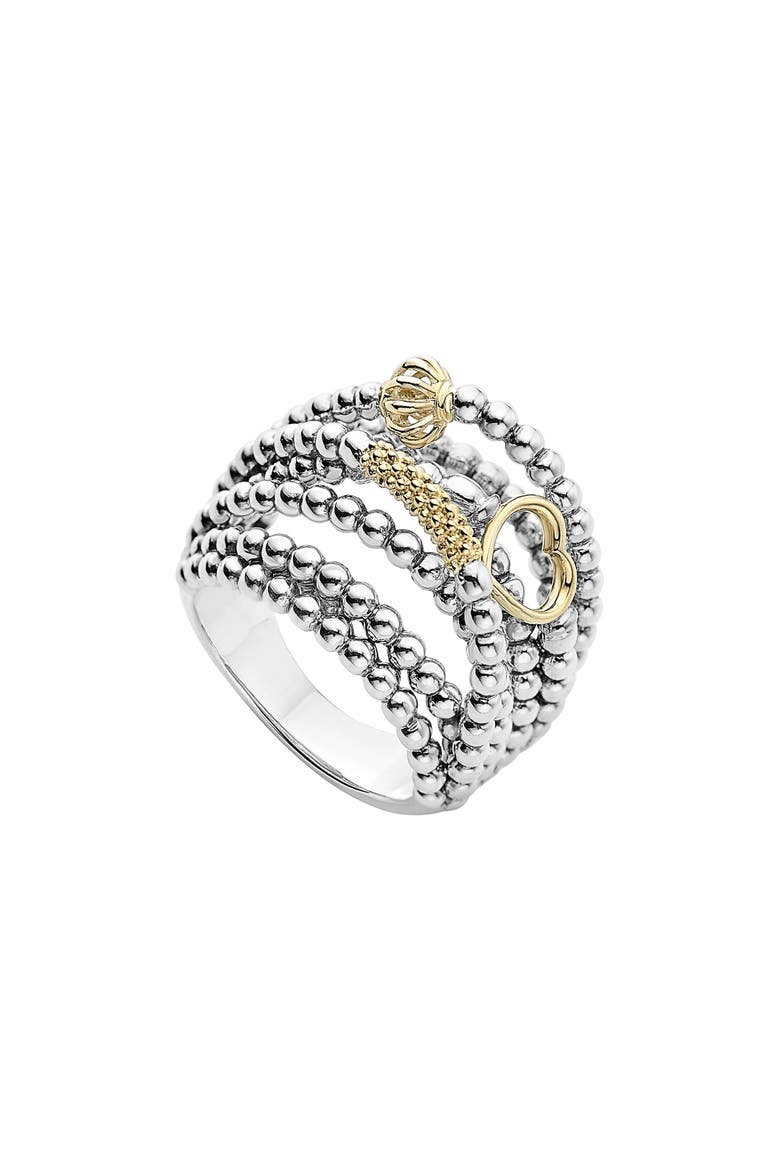 'Caviar Icon' Multi-Row Dome Ring, Main, color, SILVER