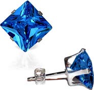 A&M Square Cubic Zirconia Birthstone Stud Earrings
