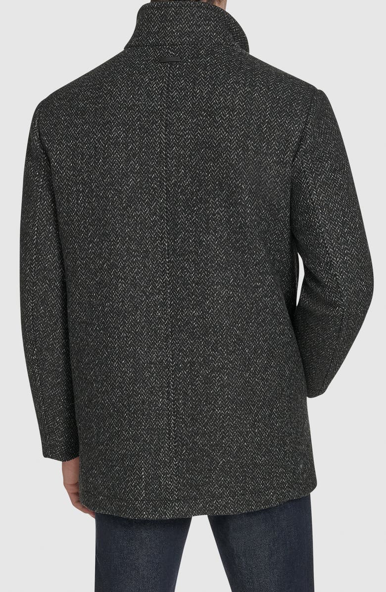 Andrew Marc Dorsey Plaid Wool Blend Car Coat, Alternate, color, Black