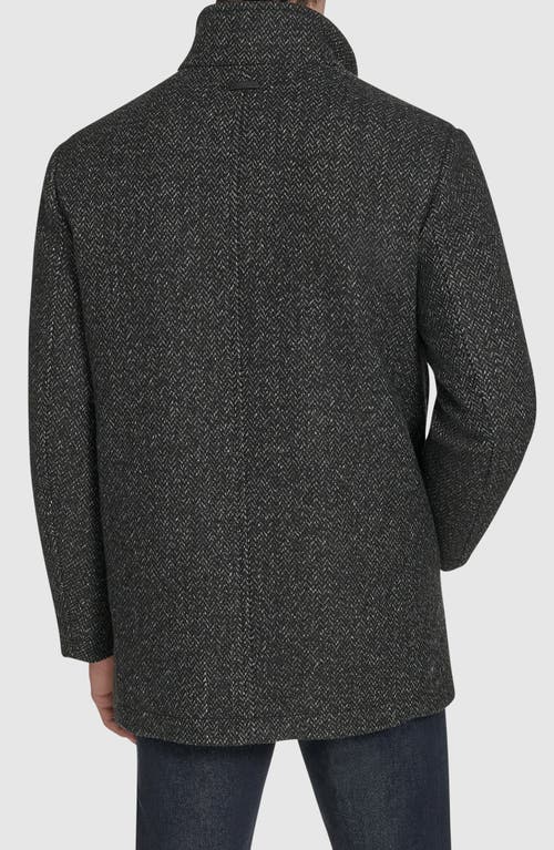 Andrew Marc Dorsey Plaid Wool Blend Car Coat In Black