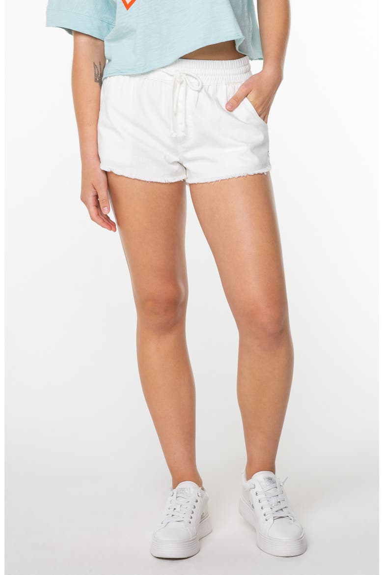 Scenic Route Frayed Cotton Shorts, Main, color, SNOW WHITE SOLID