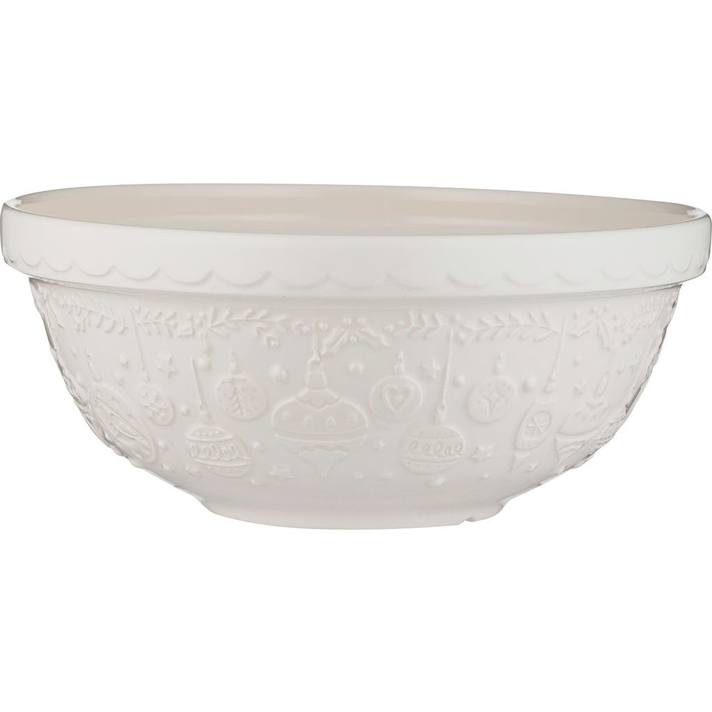 Mason Cash Deck The Halls Size 18 Cream Mixing Bowl, 2.85 Quart In White