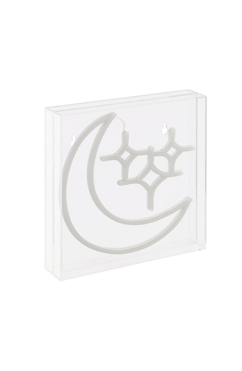 JONATHAN Y Starry Square Contemporary Glam Acrylic Box USB Operated LED Neon Light, Alternate, color, White