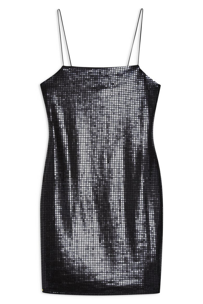 Holographic Sleeveless Sequin Body-Con Minidress, Alternate, color, BLUE BLACK