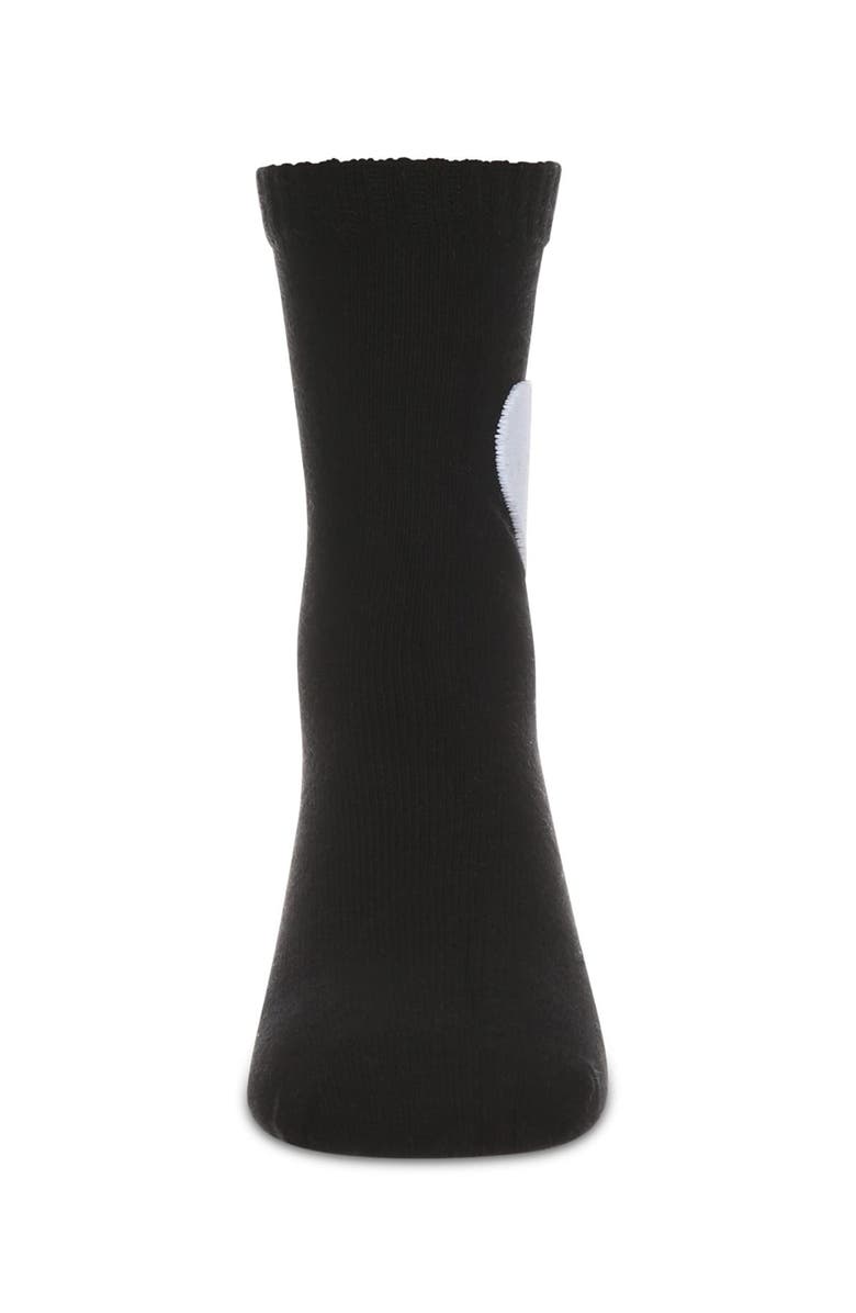 MeMoi Fuzzy-Heart-Embroidered Crew Sock, Alternate, color, Black