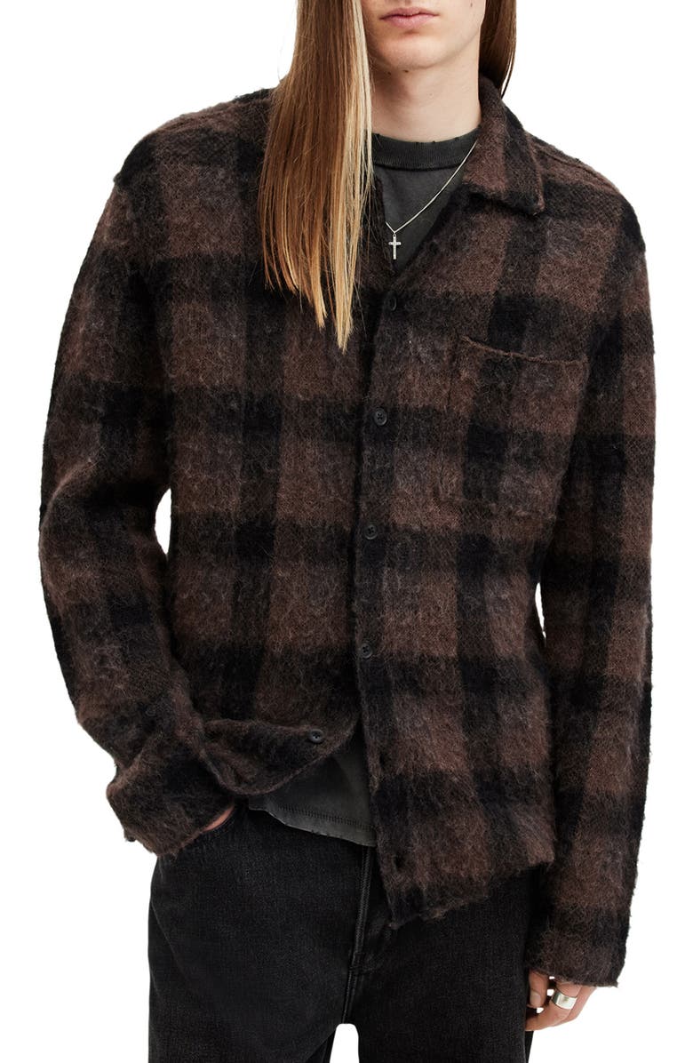 AllSaints Ash Plaid Shirt Jacket, Main, color,
