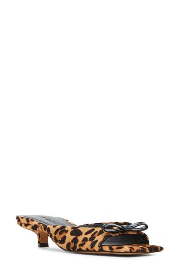 Steve Madden Womens Metallic Square Toe Kitten Heels In Leopard
