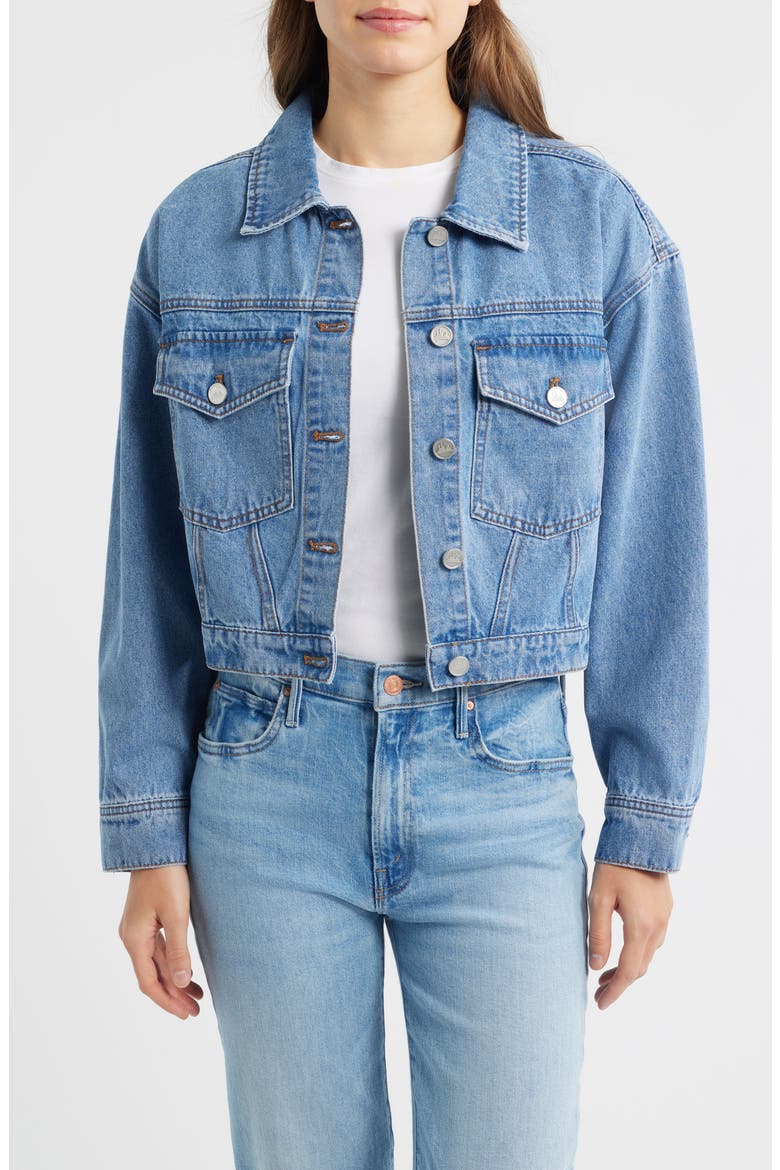 Patch Pocket Crop Denim Jacket, Main, color, VINTAGE WASH
