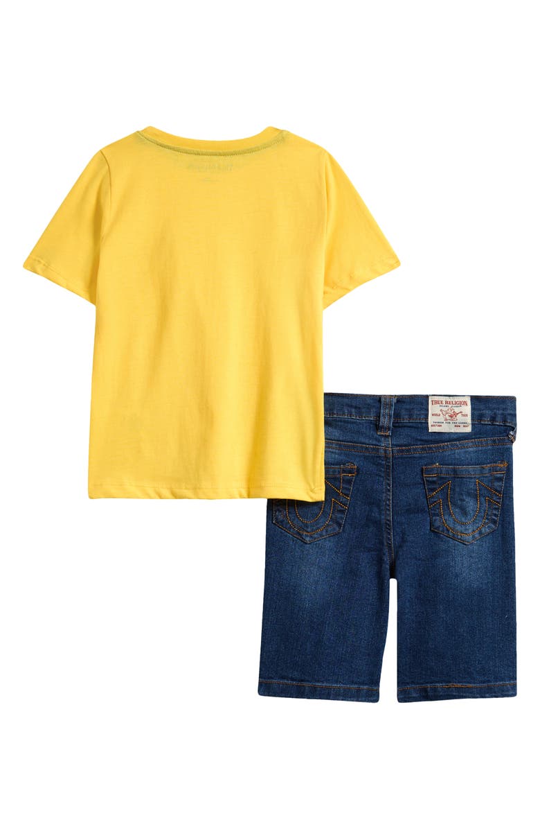 True Religion Kids' Embossed Logo T-Shirt & Denim Shorts, Alternate, color,