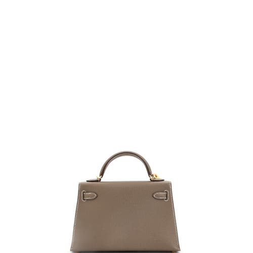 Pre-owned Hermes Hermes Kelly Mini Ii Bag Grey Madame With Gold Hardware 20 In Brown