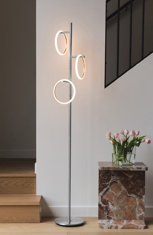 Brightech Saturn 66' Led Modern Ring Floor Lamp With Detachable Lights In Polished Silver