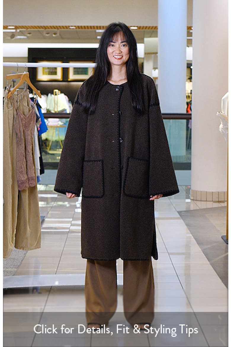 Embroidered Bouclé Coat with Scarf video