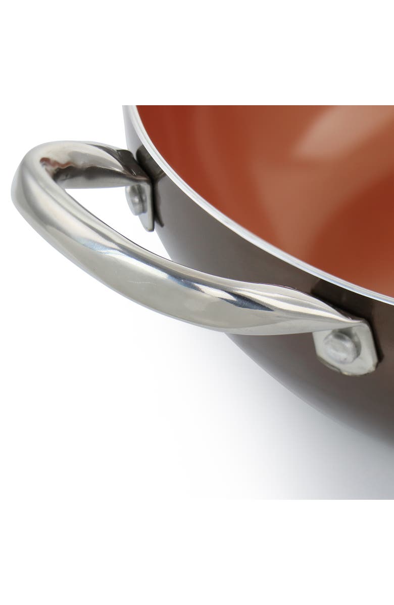 Gibson Home Copper Pan Cooking Excellence 3.5 Quart Aluminum Nonstick Saute Pan, Alternate, color, Brown